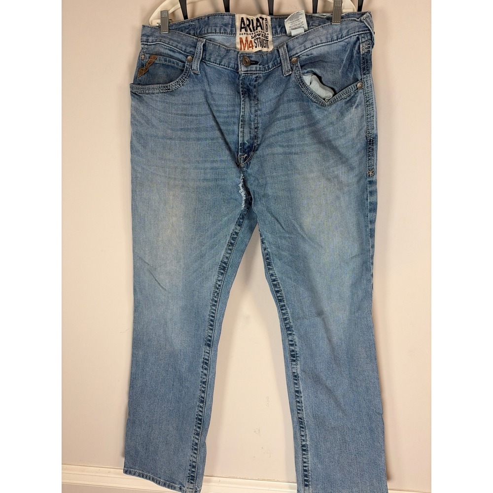 Ariat M4 Low Rise Straight Leg Jeans Mens 40x32 Light Wash Denim 10027723